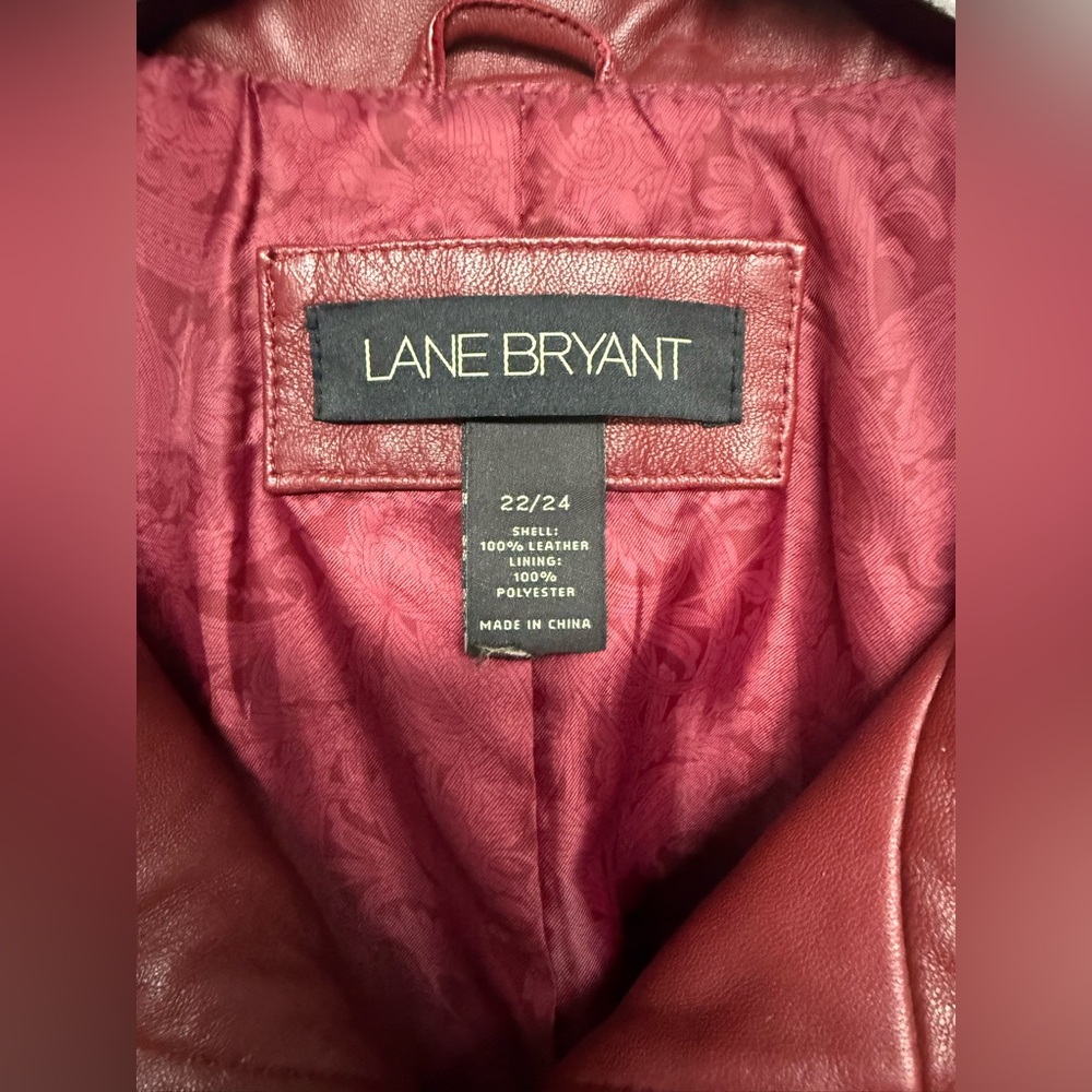 Lane Bryant Women's full zip Red Leather Jacket size 22/24 - Picture 4 of 16